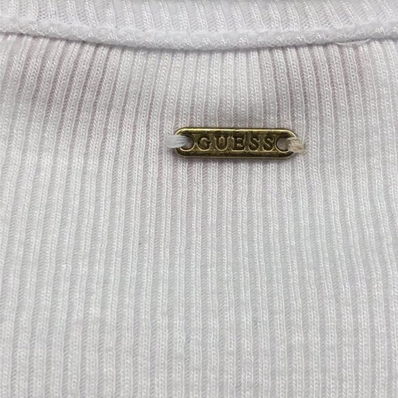 Guess White ribbed surplice V-neck crop top side tie size Medium - Picture 12 of 16